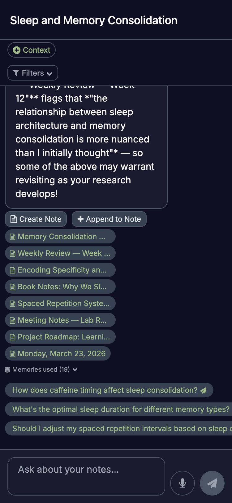 Scribelet AI chat in the iOS app