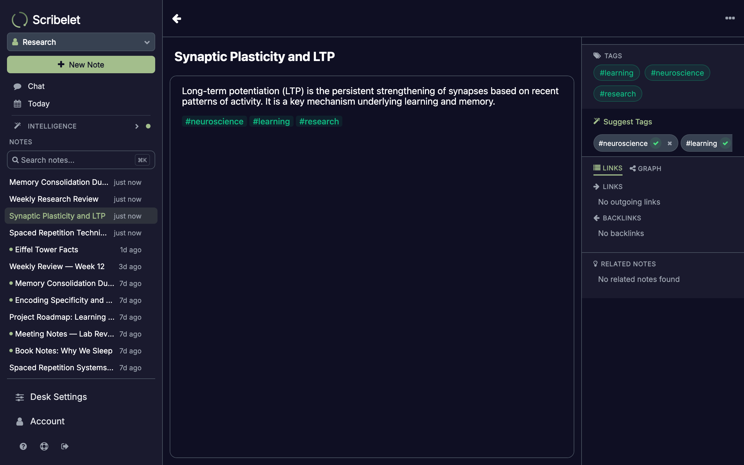AI tag suggestion chips with accept buttons in the sidebar